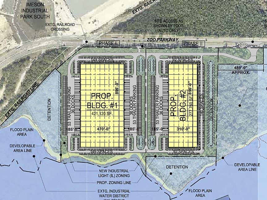 Eagle LNG Partners LLC’s liquefied natural gas site at 1632 Zoo Parkway could become Zoo Parkway Industrial Park, comprising two industrial buildings that total almost  700,000 square feet on 48.15 acres of the 200-acre site.
