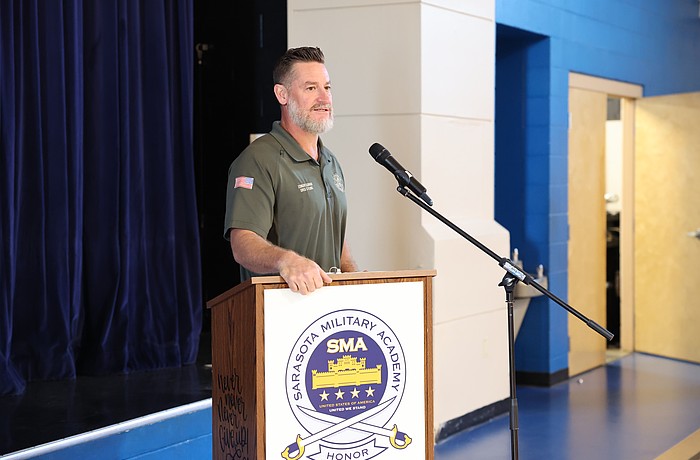 U.S. Rep. Greg Steube at Sarasota Military Academy in July 2025.
