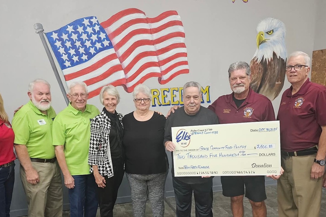 Palm Coast Elks Lodge donates $2,500 to Grace Community Food Pantry/Team Feed Flagler for veterans