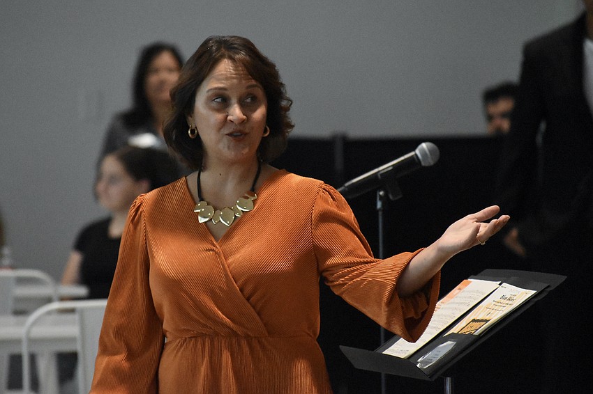 Sarasota Middle School music teacher  Nadia Sawa introduces the Sarasota Middle School Joyful Voices Choir.