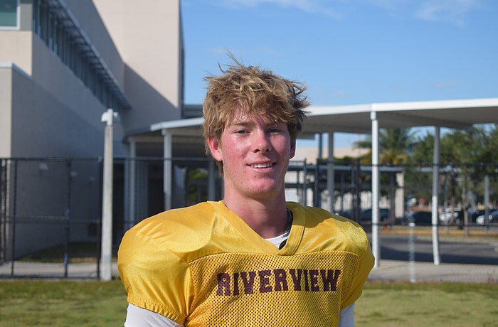 Parker Nippert poses for a photo during a Nov. 4 practice. The senior quarterback posted a completion rate higher than 70% for the sixth time this season in a Week 11 win over Manatee.