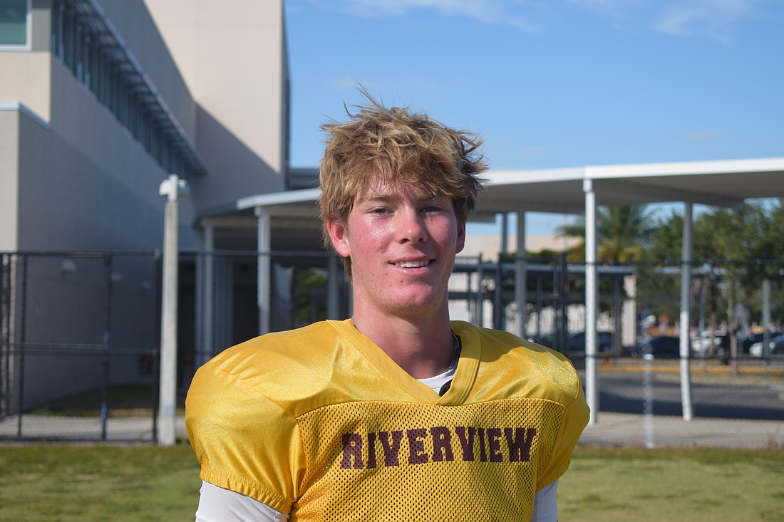 Parker Nippert poses for a photo during a Nov. 4 practice. The senior quarterback posted a completion rate higher than 70% for the sixth time this season in a Week 11 win over Manatee.