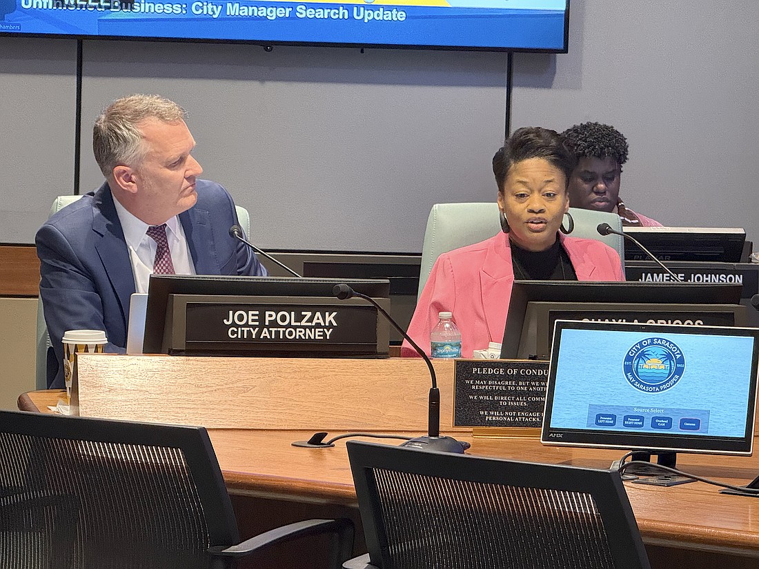 City Attorney Joe Polzak and City Auditor and Clerk Shayla Griggs are facilitating the search for the next Sarasota city manager.