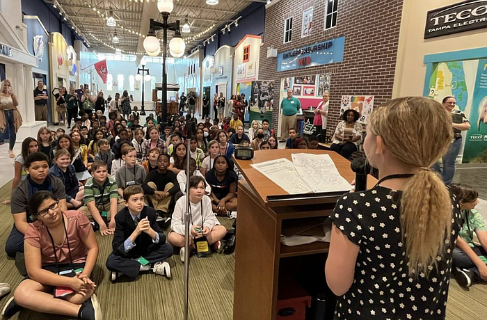 At a Junior Achievement "Discovery Center'' in Tampa, elementary-aged students run a mock city.Two similar facilities are proposed to be set up at Emma Booker Elementary and Booker Middle schools in Sarasota.