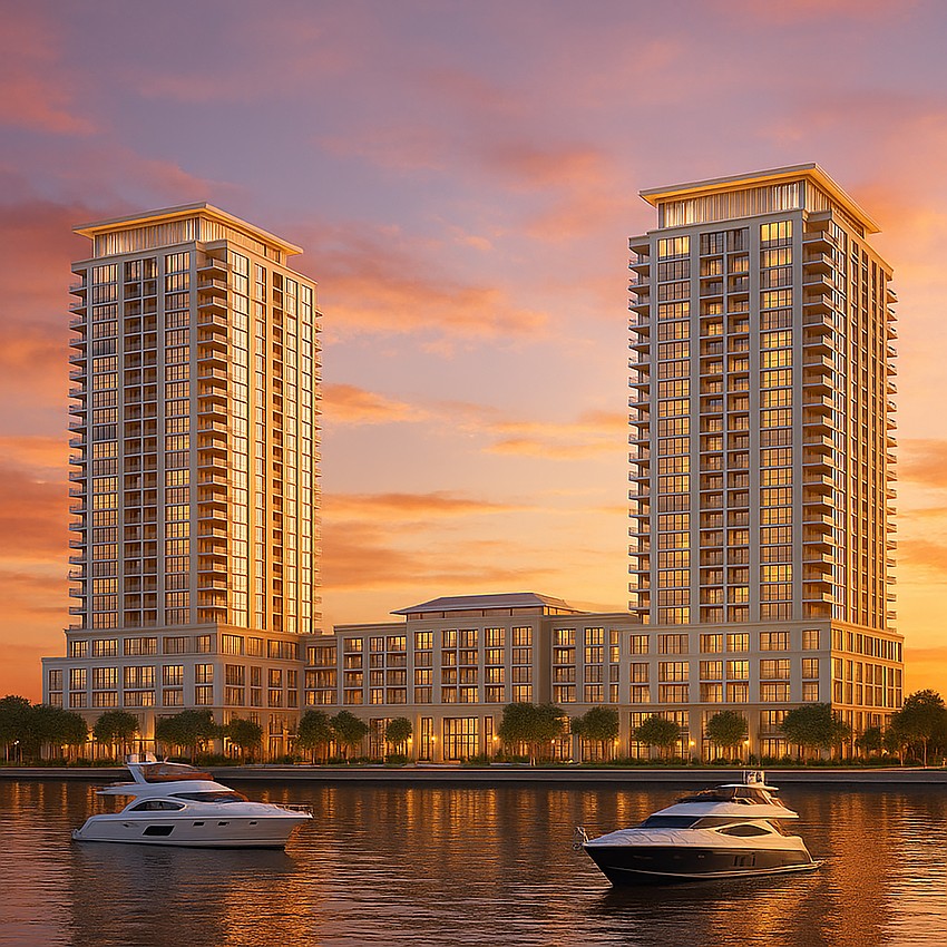 A conceptual rendering of the Chase Properties development at the Duval County Schools headquarters site on the Downtown Southbank.