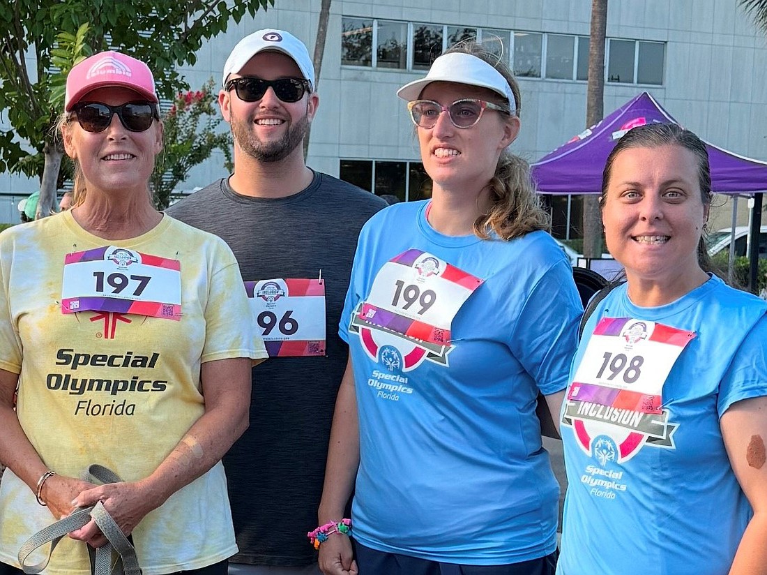 From left, Barb Eagan, Austin Sherman, Mallory Smith and Madison Bevill at the 5K Race for Inclusion presented by Special Olympics Florida.