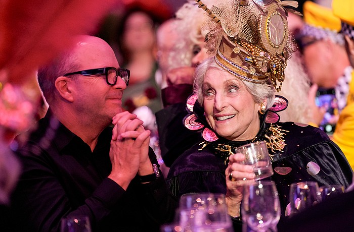 Asolo Repertory Theatre Producing Artistic Director Peter Rothstein and Michael Saunders, founder and CEO of her eponymous real estate firm, at the Hulaween gala in New York City on Oct. 24.