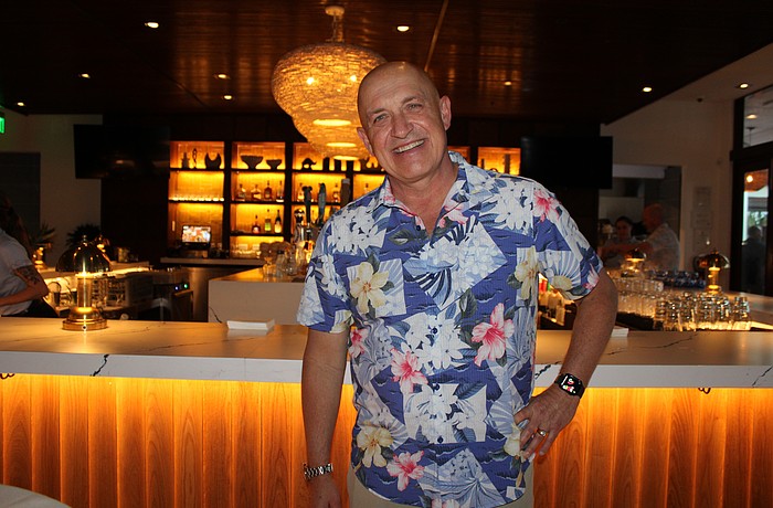 Tommy Bahama CEO Doug Wood said he is thrilled with how the rebuilding of the restaurant and retail space at 465 John Ringling Blvd. turned out, especially the indoor bar area.