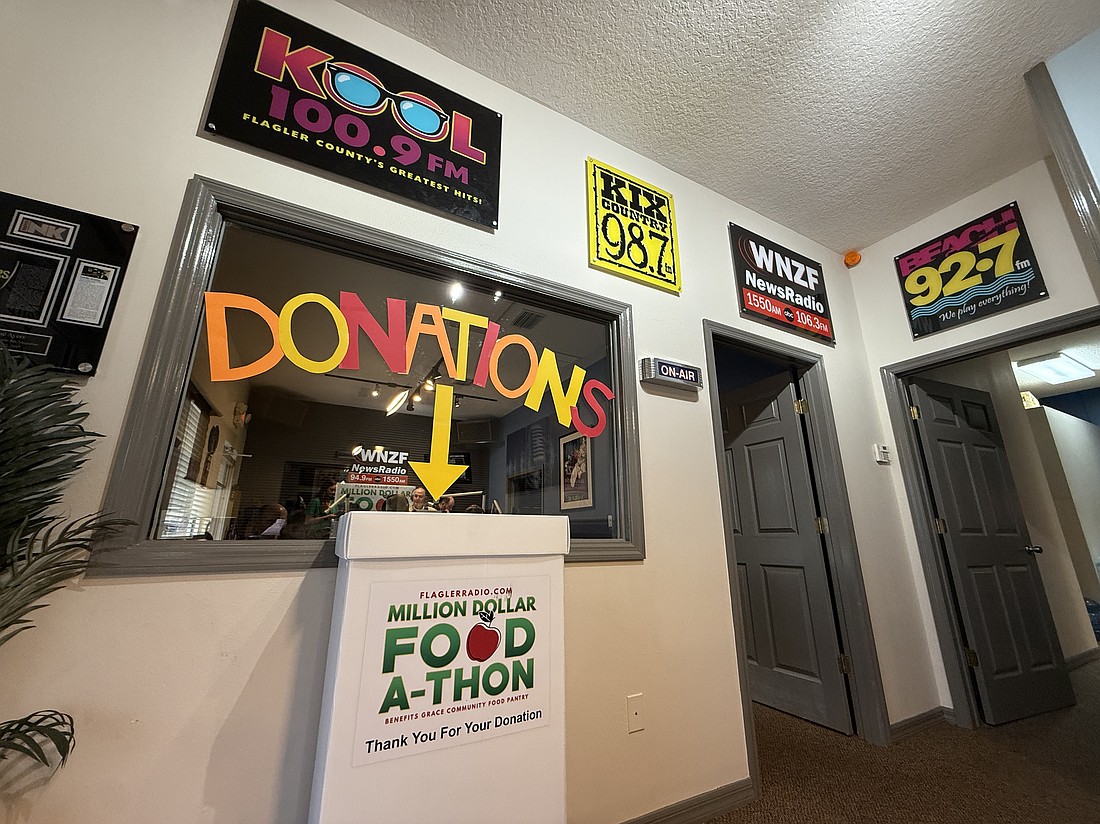 The donations box for the 2025 Million-Dollar Food-A-Thon. Photo by Brian McMillan