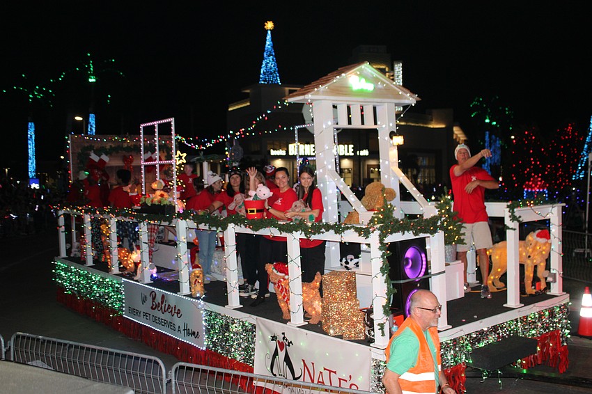 Nate's Honor Animal Rescue always has a fun-filled float in the Santa's Grand Arrival Parade.