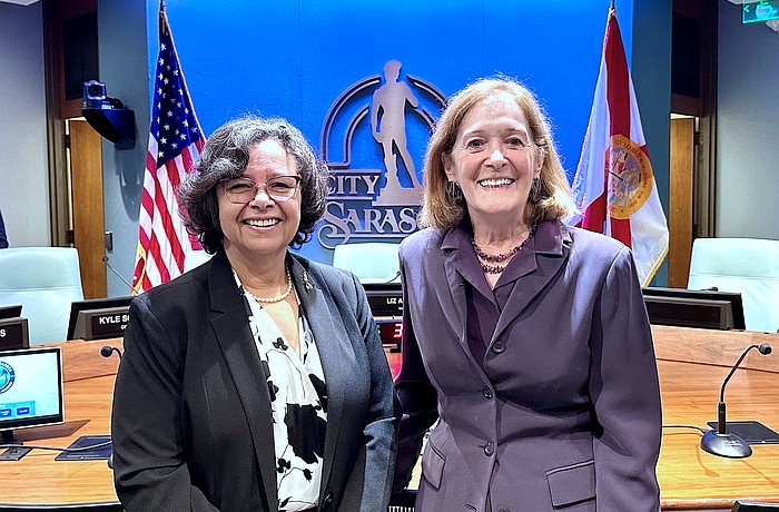 Debbie Trice (left) and Kathy Kelley Ohlrich are the new mayor and vice mayor of Sarasota.