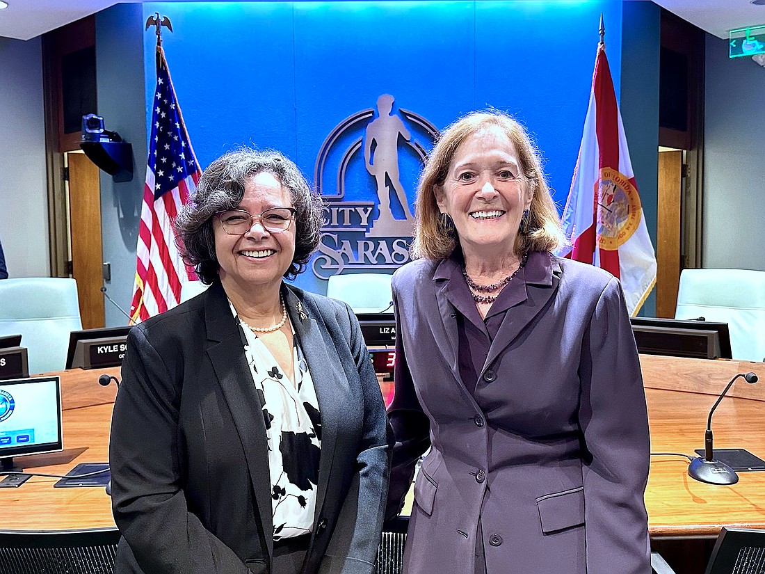 Debbie Trice (left) and Kathy Kelley Ohlrich are the new mayor and vice mayor of Sarasota.