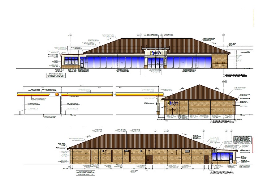 Renderings for the Daily’s Dash gas station and convenience store that will replace the old one at 620 Chaffee Road S.