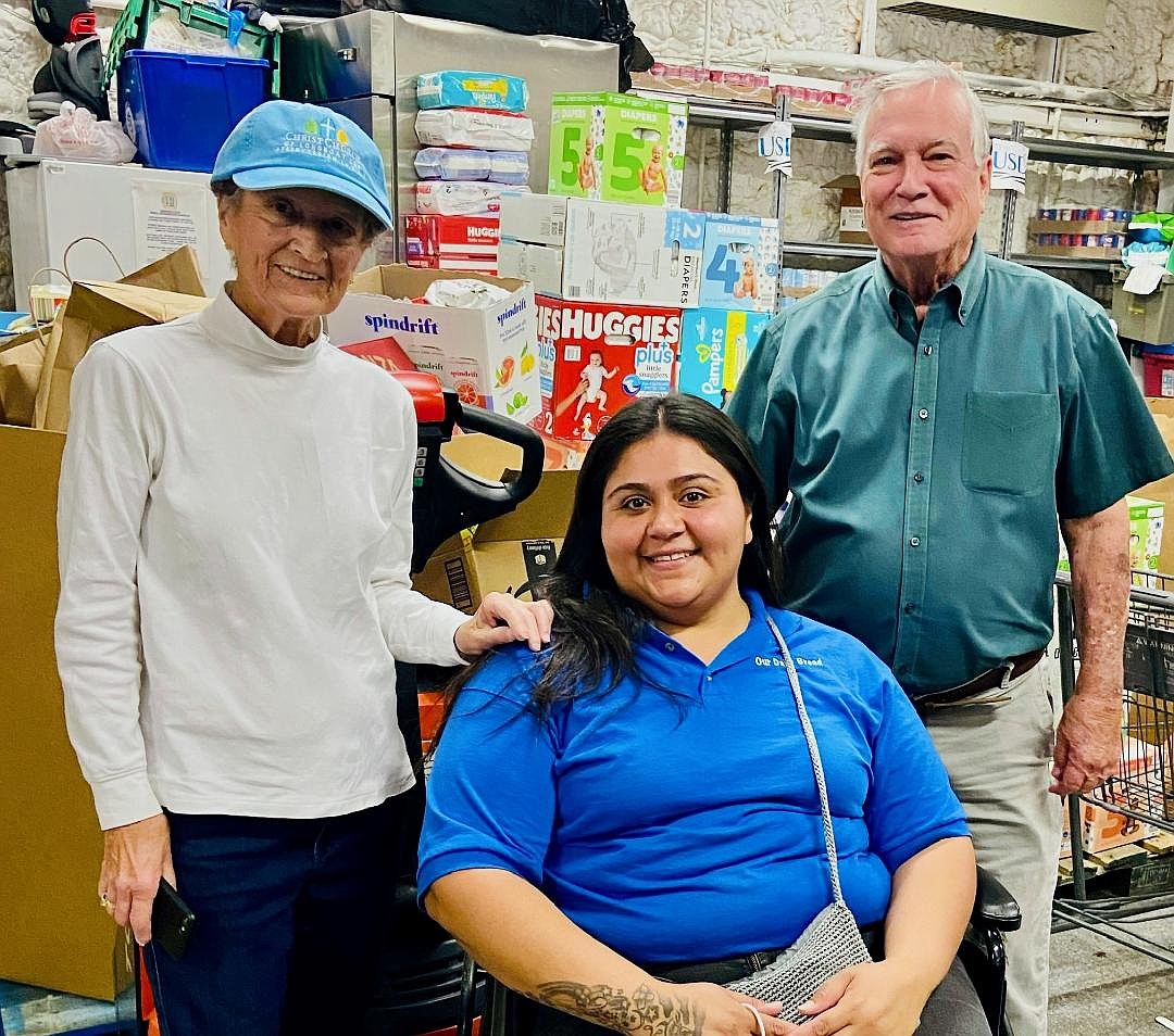 Sue Wertman from Christ Church of Longboat Key, Britney Vela, pantry manager at Our Daily Bread, and Mark McLaughlin, board president of Our Daily Bread of Bradenton.