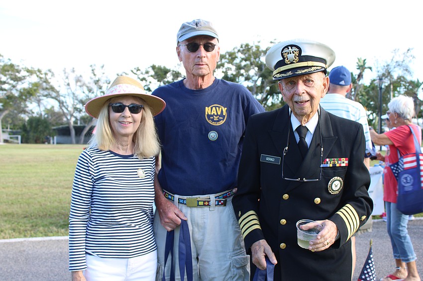 Virginia and David Driscoll join Bob Geraci in honoring the community veterans.