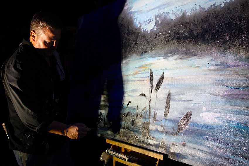 Artist Tim Jaeger does a live painting inspired by the Myakka Headwaters Preserve.