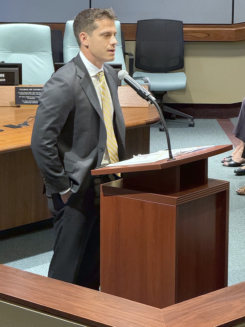 Geroge Konstantopoulos described the Sarasota Police Department as extended family during the retirement ceremony for his father, Demetri.