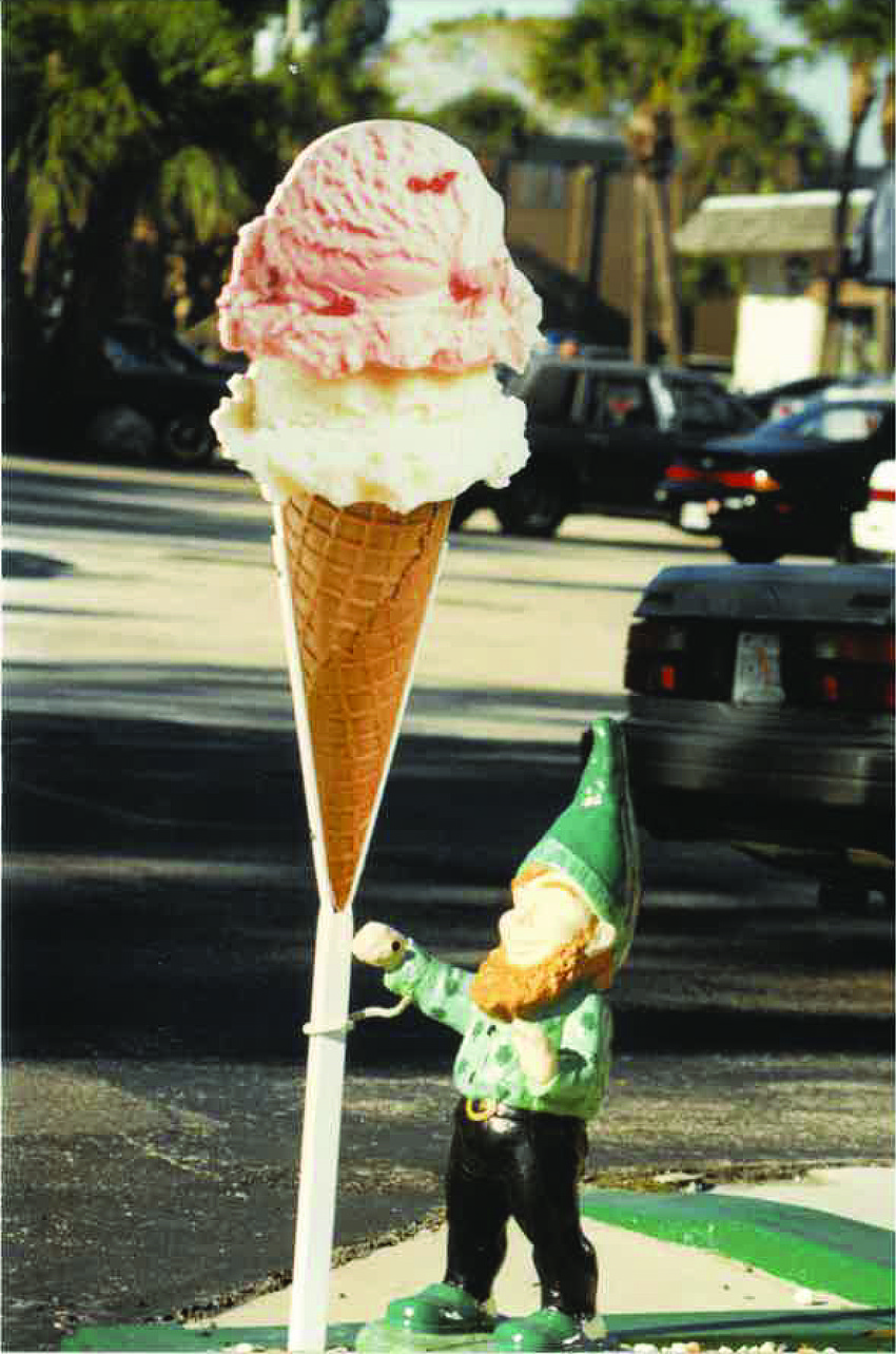 A leprechaun at Lynches Pub & Grub holding an ice cream cone, when the restaurant was on Longboat Key, has had its share of controversy.