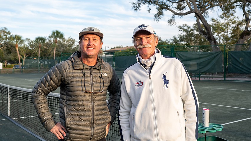 Cody Wright and Robbi Salum pose for a picture at the Longboat Key Tennis Center at the annual welcome back meet and greet Tuesday, Nov. 11.