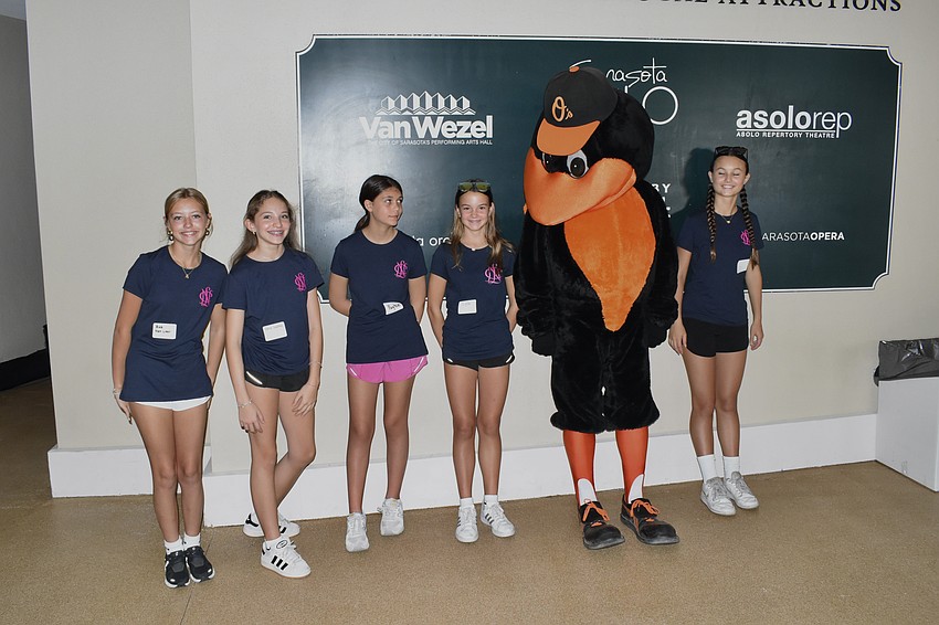 Ava Van Leer, Chloe Crabtree, Payton Stuart, Lyla Ochsendorf and Jessie Ochsendorf of National Charity League hang out with The Oriole Bird.