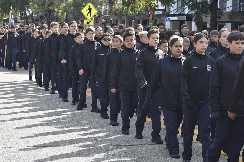 Sarasota Military Academy students walk in the parade.