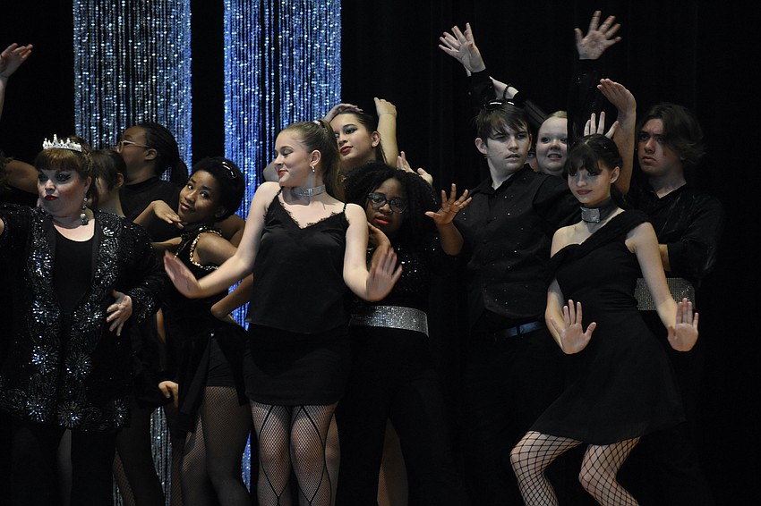 Manatee School for the Arts students, including sophomore Sarah Zorzoman (front-center) perform 