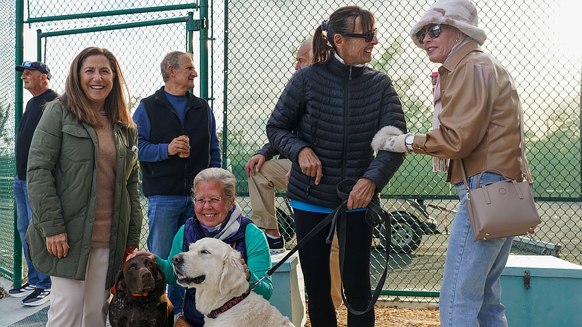 Joey Assaly, dogs Charlie and Zuka, Sue Bean, MJ White and Sandy Schonhoff attended the Longboat Key Tennis Center 2025 welcome back event Tuesday, Nov. 11.
