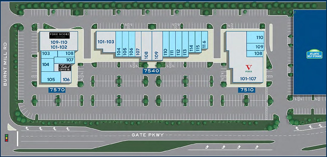Sip N Smash is building-out space in Units 115-116 at 7540 Gate Parkway in The Palms at Gate Parkway. The space is near V Pizza.