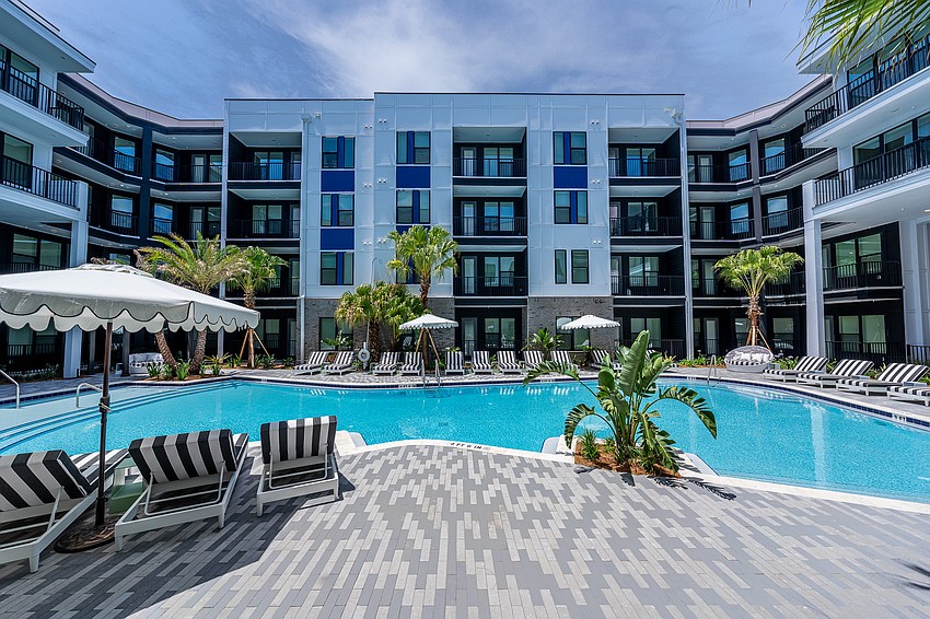 A view of the pool deck at the Artea apartments on the Downtown Southbank.