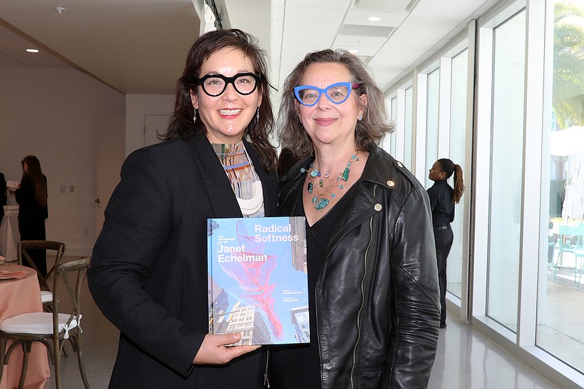 Gloria Sutton with Janet Echelman. Sutton is the editor of 