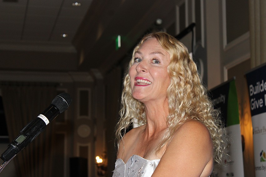 Kate Mulligan, the executive director of the Lakewood Ranch Community Foundation, welcomes the packed house to The Soirée at the Ranch.