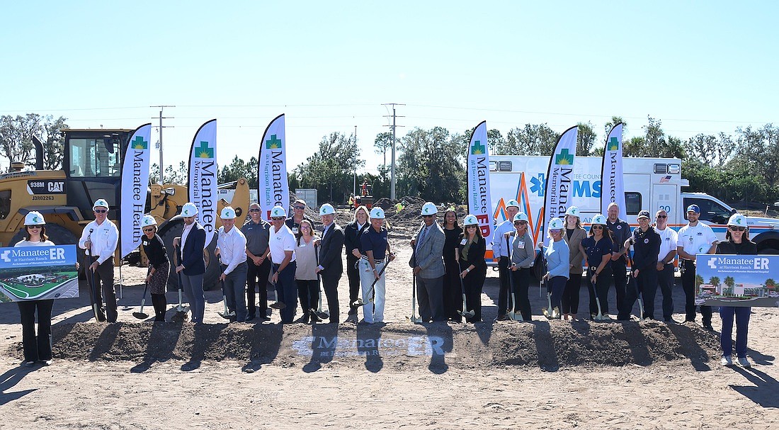 Manatee Memorial leaders join local and state representatives at the groundbreaking for the freestanding emergency room in Parrish off US 301.