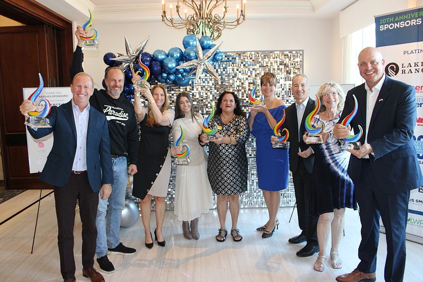 The nine 2025 Lakewood Ranch Business Alliance Sandies' award winners.