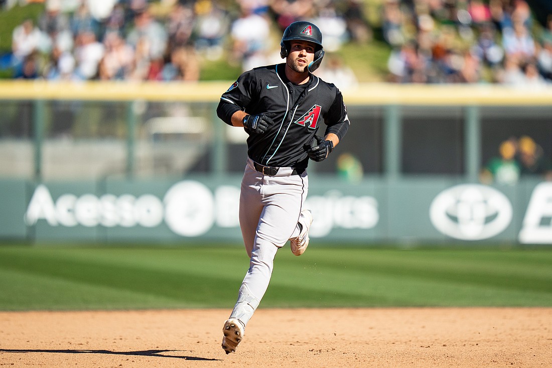 Ryan Waldschmidt runs the bases during a spring training game with the Arizona Diamondbacks. He was selected No. 31 overall in the 2024 MLB Draft out of Kentucky, and now ranks as the organization's No. 1 prospect, per MLB Pipeline.