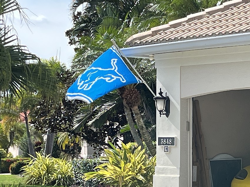 A Detroit Lions flag flies around the corner from John Morrison's home in The Preserve at Tara.