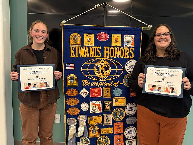 Flagler Palm Coast Students of the Month Oliva Delgado and Abigail Blumengarten. Not pictured: Bobby Branton. Courtesy photo by Maria Barbosa Flagler Palm Coast Students of the Month Oliva Delgado and Abigail Blumengarten. Not pictured: Bobby Branton. Courtesy photo by Maria Barbosa