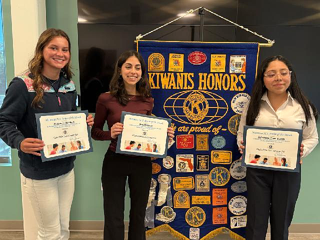 Matanzas High School Seniors of the Month McKenzie Manhart, Ava Muldoon and Sthefany Cruz Torres. Courtesy photo by Maria Barbosa