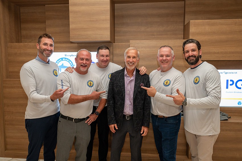 Keith Johnson, Board President Todd Morton, Event Chair Keith Mercier, Honoree Rod Hershberger, Patrick Wright and Brad Glover