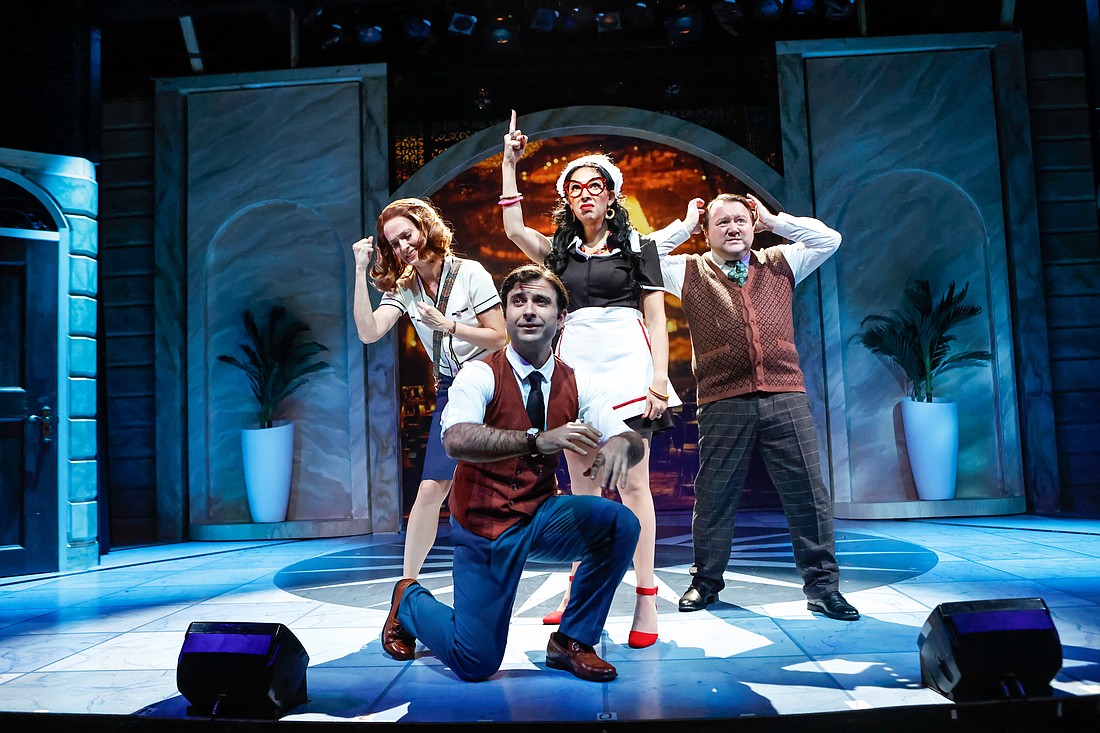 The cast of Florida Studio Theatre's "Lucky Stiff" includes (clockwise from top) Laura Yen Solito, Scott Cote, Barrett Riggins and Amanda Rose.