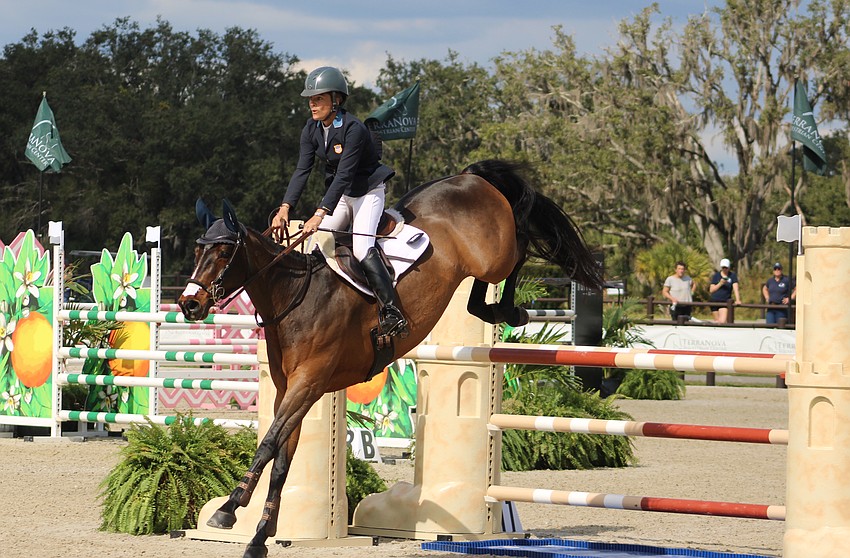 Lynn Symansky clears an obstacle aboard Bounce and eventually places fifth in the CCI4 competition at The Event at TerraNova Nov. 16.