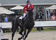Sydney Elliott turns toward an obstacle aboard QC Diamantaire in her final winning run in The Event at TerraNova's CCI4 class.