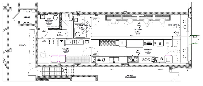 The floor plan for the Lukumades II space in the Five Points Theatre building. The floor plan for the Lukumades II space in the Five Points Theatre building.