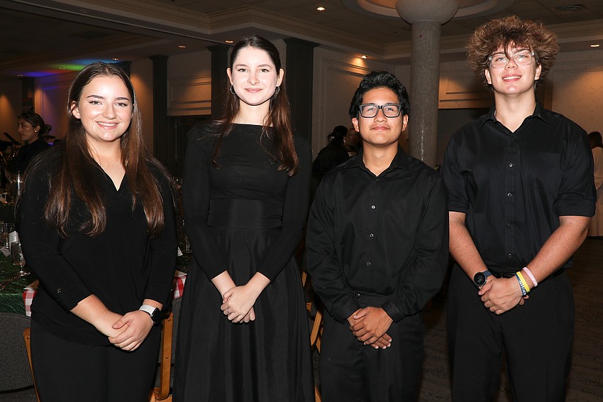 Clarinet player Alexa Helton with the trumpet trio of Tais Gadar, Cristian Gomez and Sebastian Seymour.
