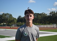 Broden Beorlegui poses for a photo before a Nov. 17 practice at Lakewood Ranch High School. He led the Mustangs in goals and assists during the 2024-25 season en route to an FHSAA Class 6A regional finals berth.
