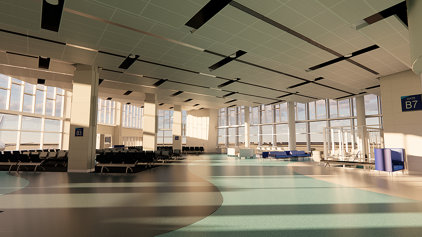 The 186,733-square-foot Jacksonville International Airport Concourse B expansion. The 186,733-square-foot Jacksonville International Airport Concourse B expansion.