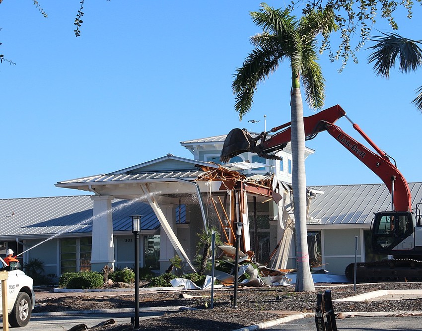 The entrance to the old Bird Key Yacht Club clubhouse comes down.