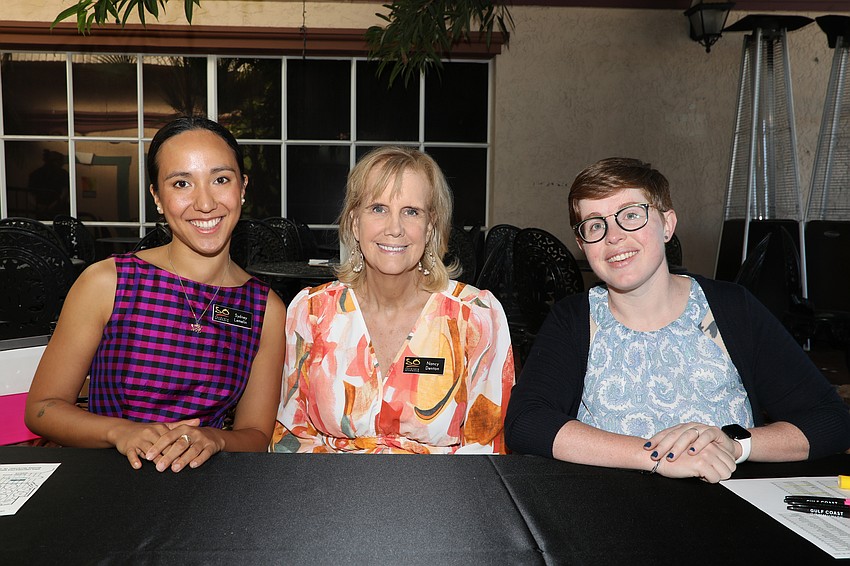 Sydney Lemein, Nancy Denton and Taylor Rothenberg-Manley greet about 275 guests at the Sarasota Orchestra Brunch.