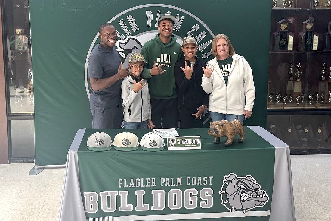 Flagler Palm Coast's Marion Clayton with his family on National Signing Day, Nov. 12. Clayton signed a national letter-of-intent to play baseball at Jacksonville University. Courtesy photo