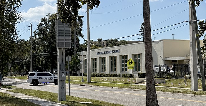SPD closed traffic outside Sarasota Military Academy Tuesday after a suspicious package was reported.