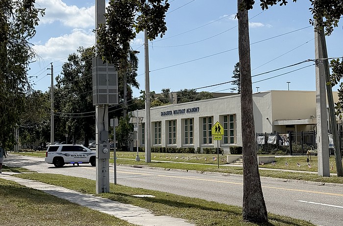 SPD closed traffic outside Sarasota Military Academy Tuesday after a suspicious package was reported.